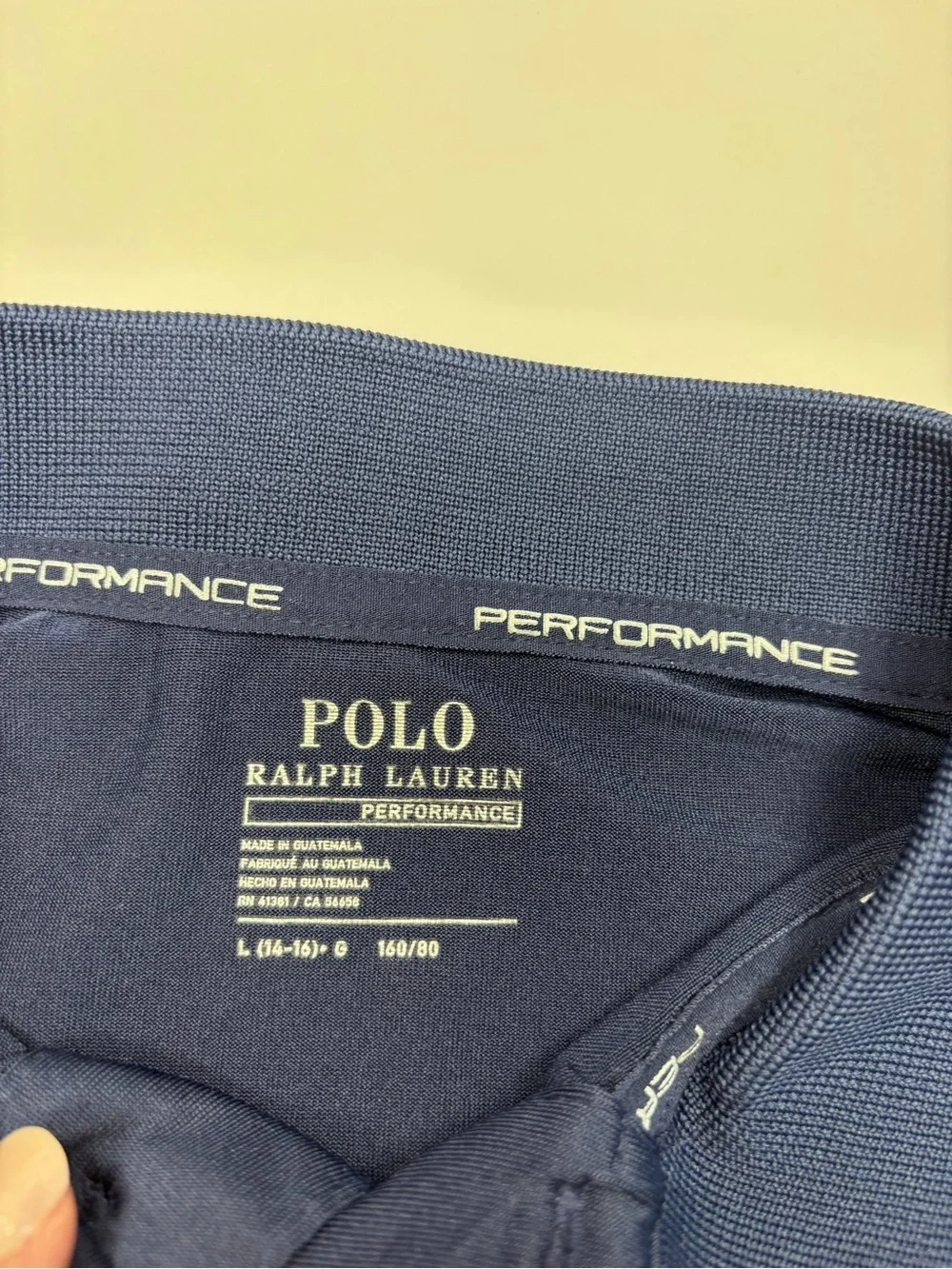 Ralph Lauren Navy, Red, Gray & Yellow Striped Polo EUC  Child Size L